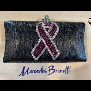 Designer Swarovski Crystal Purple Ribbon clutch